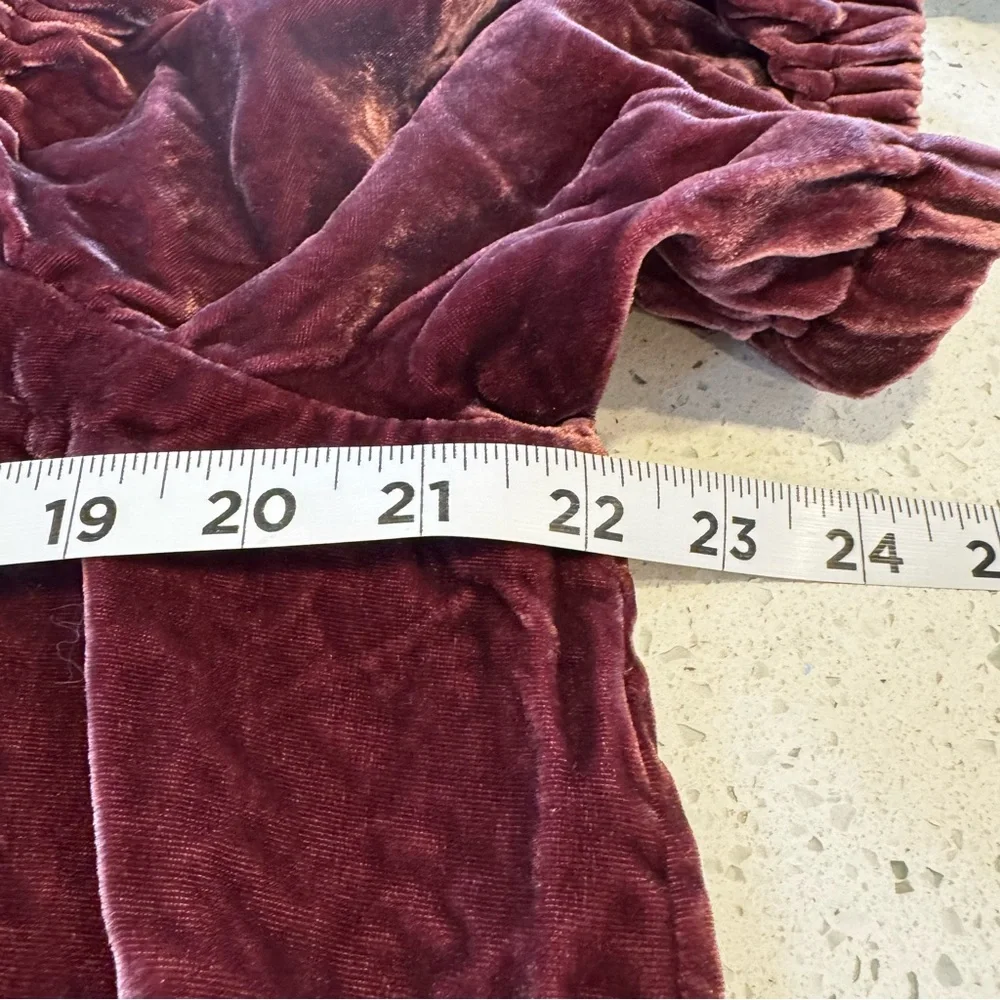 LOFT Crushed Velvet Top Burgundy Puff Sleeve Square Neck NWT XL Petite